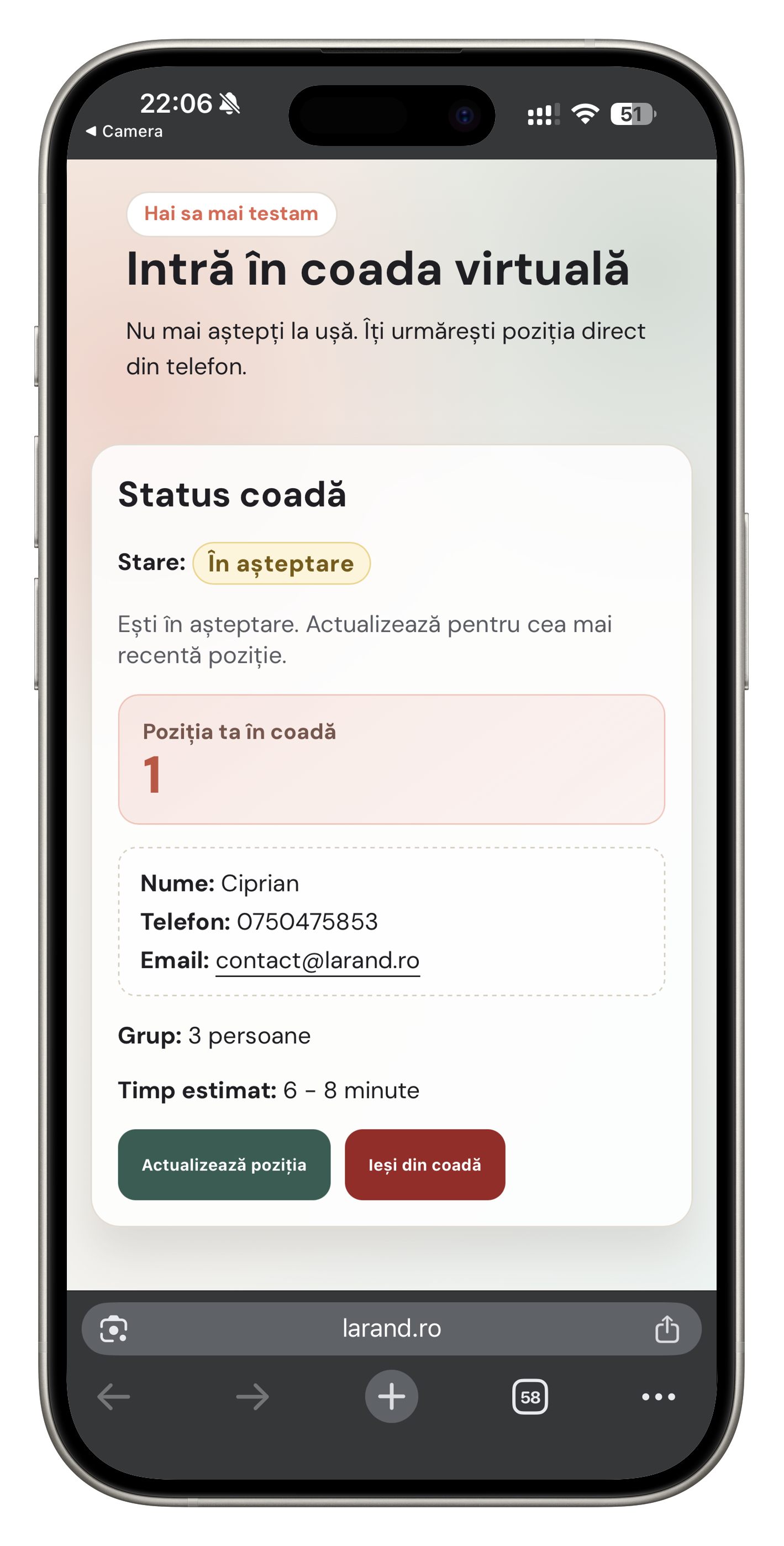Experiența clientului pe telefon în coada virtuală La Rând